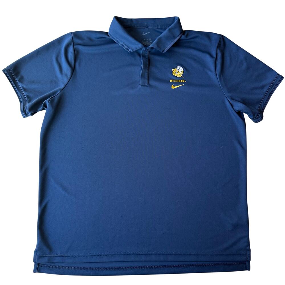 Nike XL Men Navy Michigan Wolverines Primetime Victory Legacy Vault Dri Fit Polo